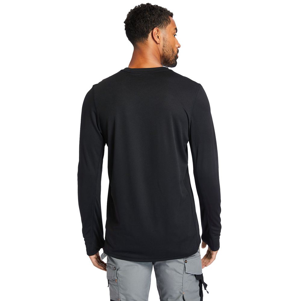 Camisetas Timberland Argentina Hombre - Pro® Wicking Good Long Sleeve - Negras - VENOMH-193